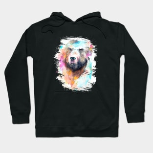 Bear Grizzly Wild Animal Nature Watercolor Art Painting Hoodie